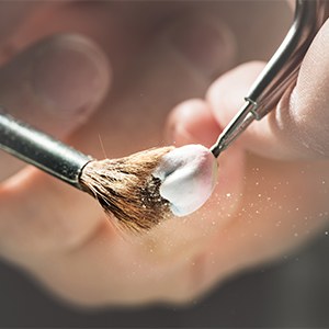 Closeup of dental restoration during crafting process