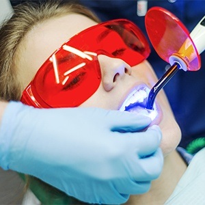 Patient receiving dental bonding