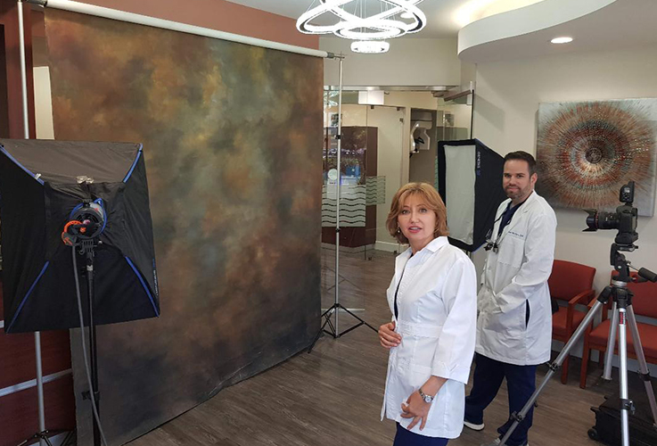 Two dentists during photo shoot